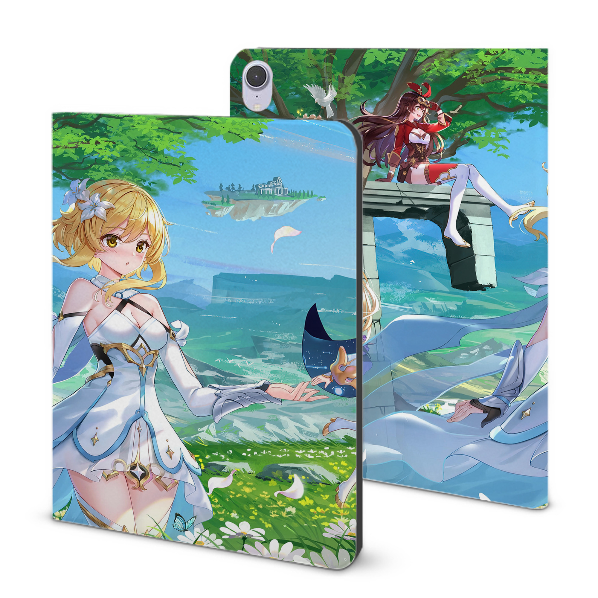 げんし神 genshin IPad ケース ブック型 PUレザー TPU 耐衝撃 軽量 薄型 ペン収納なし 全面保護 IPad 各モデル対応